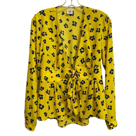 CAbi Tops - Cabi Women's Tie-Front Open Blouse Top Light Jacket Size XS Yellow Blue